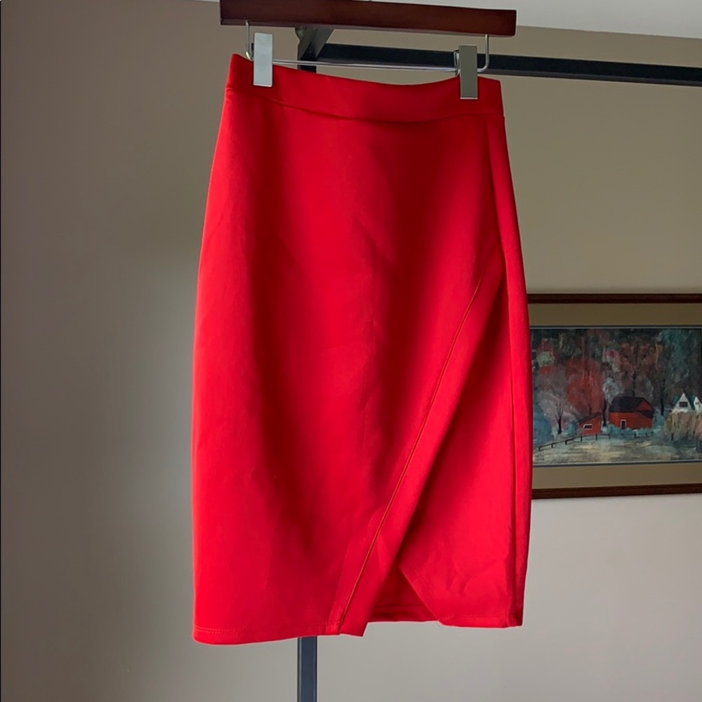 Bright red tulip skirt